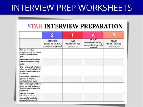 STAR Method Interview Worksheet: Interview Preparation, Behavioral Questions, Interview Answers ...