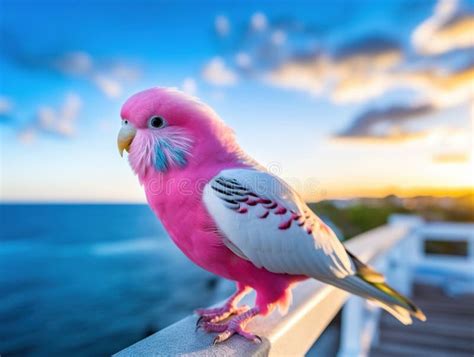 Parakeet Bird Pink and White Full Stock Illustration - Illustration of ...