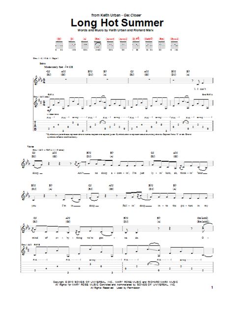 Long Hot Summer by Keith Urban - Guitar Tab - Guitar Instructor