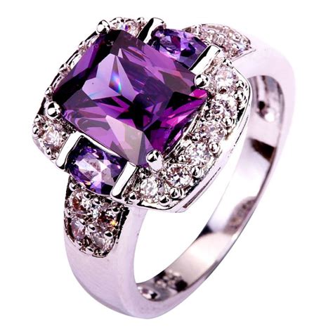 February Birthstone Amethyst Multi-Color Charming Women Ring