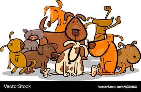 Cartoon Group of Cute Dogs Royalty Free Vector Image