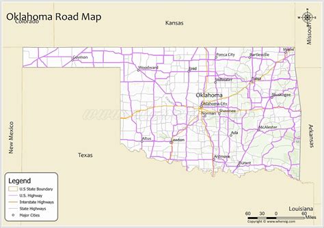 Oklahoma Road Map - Check U.S. & Interstate Highways, State Routes ...