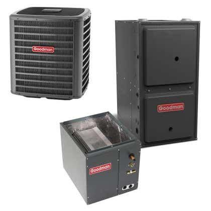 Goodman 4 Ton 16 SEER 97% AFUE 100,000 BTU Gas Furnace and Air Conditioner System - Downflow ...