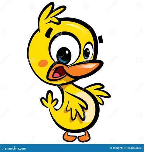 Cartoon Cute Little Smiling Baby Duck Character With Black Outlines Royalty-Free Stock ...