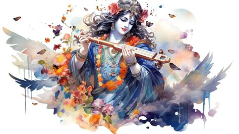 Premium AI Image | Lord Krishna and playing flute on the occasion of ...