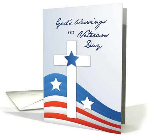 Religious Veterans Day Stars and Stripes with Cross card (1583890)