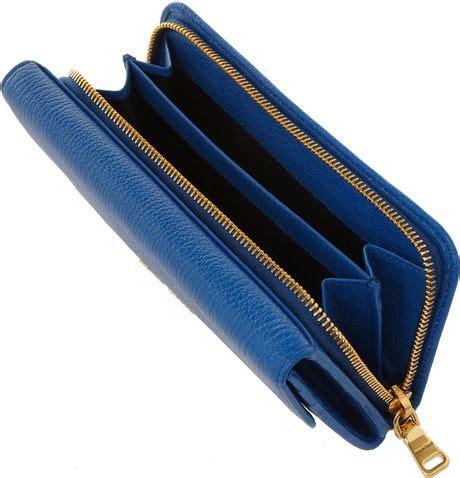 Miu Miu Leather Wallet in Blue | Lyst