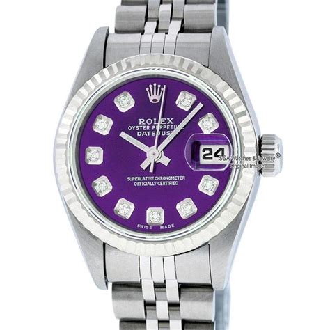 Pre-Owned Rolex Women Datejust S/S and 18K White Gold Purple Diamond Dial Watch #rolex # ...
