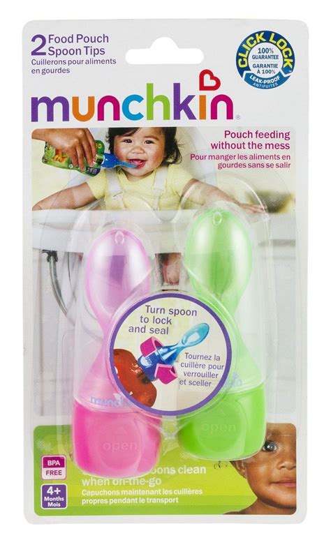 Munchkin Click Lock Food Pouch Spoon Tips - 2 Ea colors may vary | Food pouch, Baby food storage ...