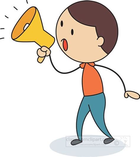 Cartoon Clipart-boy making an announcement using megaphone