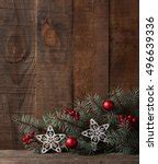 Photo of Green Christmas star border on rustic wood | Free christmas images