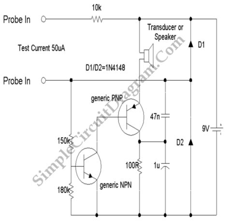 Continuity And Component Tester – Simple Circuit Diagram