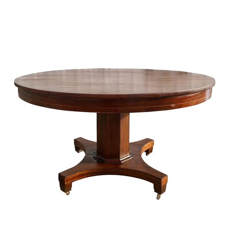 Antique Federal Round Mahogany Inlaid Dining Pedestal Table - Scranton Antiques