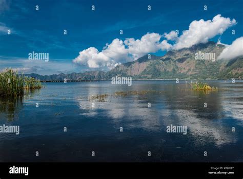 View Batur lake near Gunung Abang volcano in Bali Island, Indonesia ...