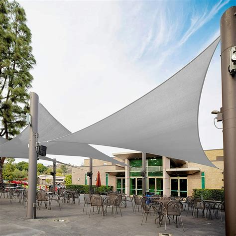 16' x 16' x 16' Gray Triangle Sun Shade Sail Canopy Awning Outdoor Patio Garden Fabric Shelter ...