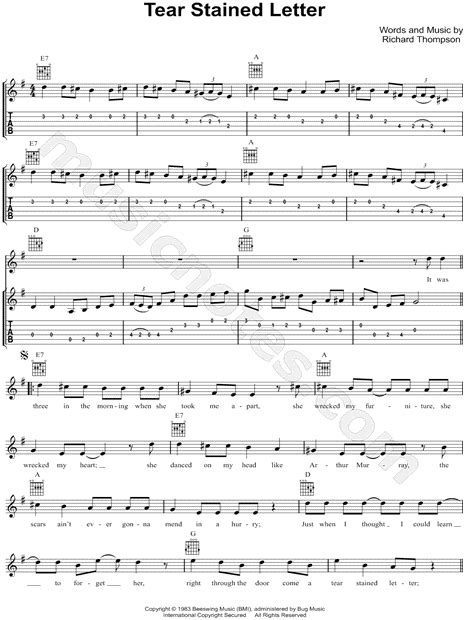 Richard Thompson "Tear Stained Letter" Guitar Tab in E Minor - Download ...