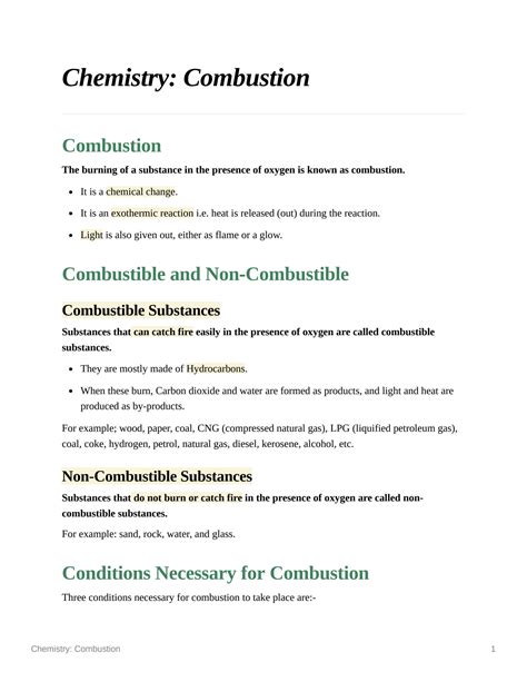 SOLUTION: Chemistry combustion and its types - Studypool