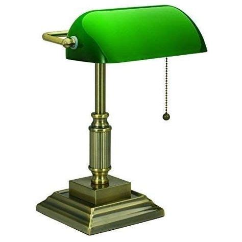 Bankers Desk Lamp Green Glass Shade Brass Office Vintage Reading Pull Chain New # ...