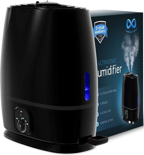 Everlasting Comfort Humidifiers for Bedroom (6L) - Humidifier with Essential Oil Tray (Black ...