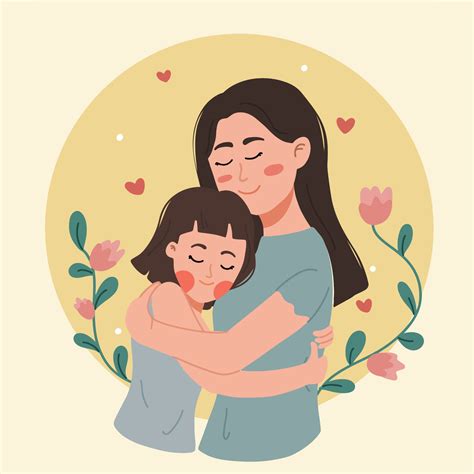 a portrait of daughter hugging her mom with mothers day illustration 9235995 Vector Art at Vecteezy