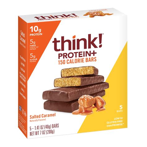 think! Protein + 150 Calorie Bar, Salted Caramel, 10g Protein, Gluten ...