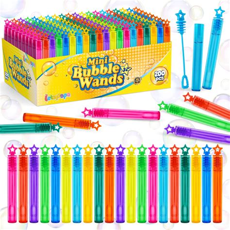 Letapapa Bubble Wand, 200 Pcs Mini Bubble Wands Bulk in 10 Colors ...