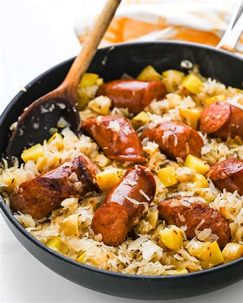 Kielbasa and Sauerkraut Skillet Dinner - Garlic & Zest