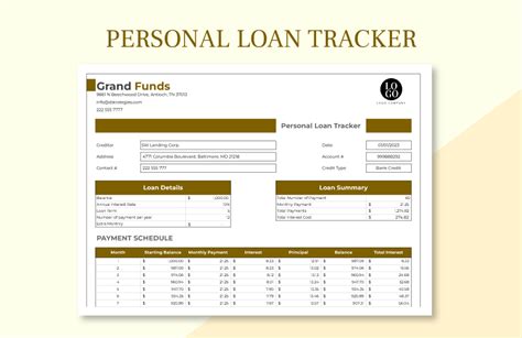 Personal Loan Tracker in Excel, Google Sheets - Download | Template.net