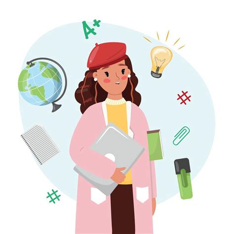 Illustration of a smart girl studying in the college. 16150201 Vector ...