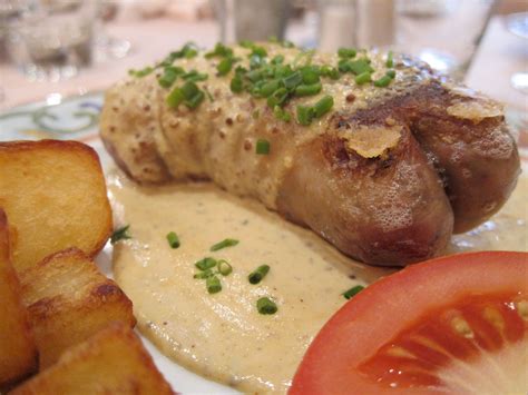 Andouillette with mustard sauce at Le Relais Champenois, in Sezanne