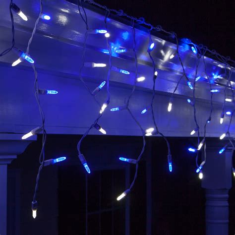 LED Christmas Lights - 70 M5 Blue and White LED Icicle Lights