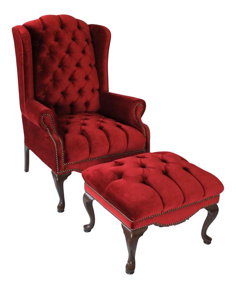 Tufted Wingback Chair & Ottoman on Chairish.com Dining Chair Pads, Chair And Ottoman, Chair Set ...