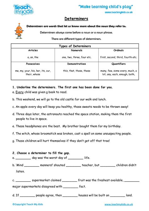 Possessive Determiners Worksheet Determiners, English, 57% OFF