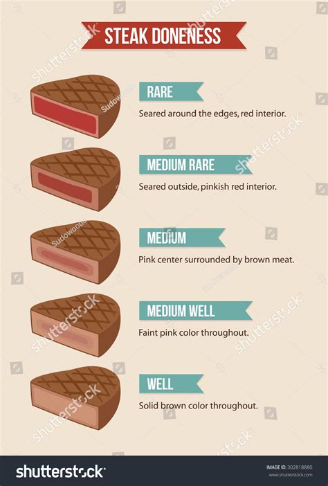 Infographic Chart Steak Doneness Rare Well Stock Vector 302818880 - Shutterstock