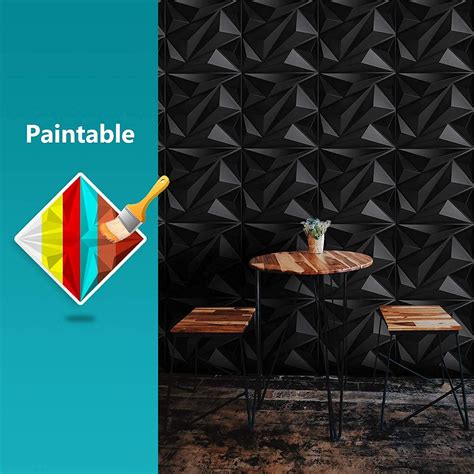 Art3dwallpanels PVC 3D Wall Panel Diamond for Interior Wall Décor in Black, Wall Decor PVC Panel ...