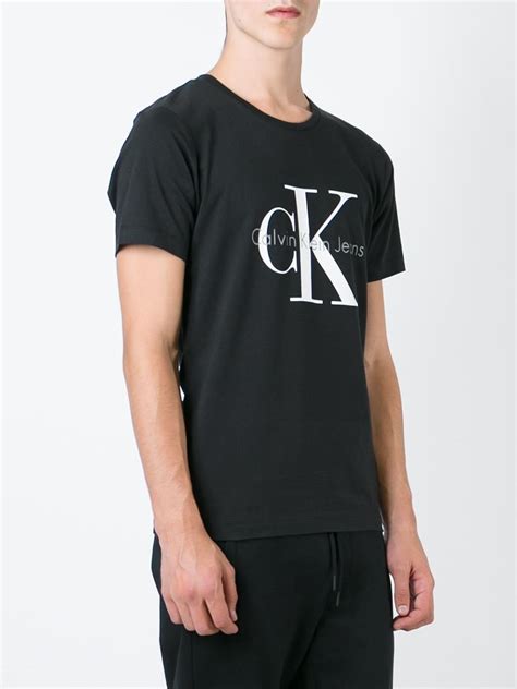 Calvin Klein Cotton Logo Print T-shirt in Black for Men - Lyst