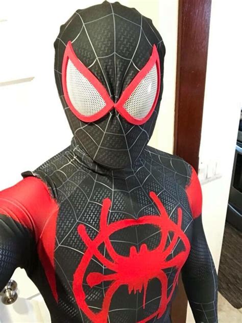 Miles Morales Into Spider Verse Cosplay Costume Spiderman Zentai Suit Halloween | eBay