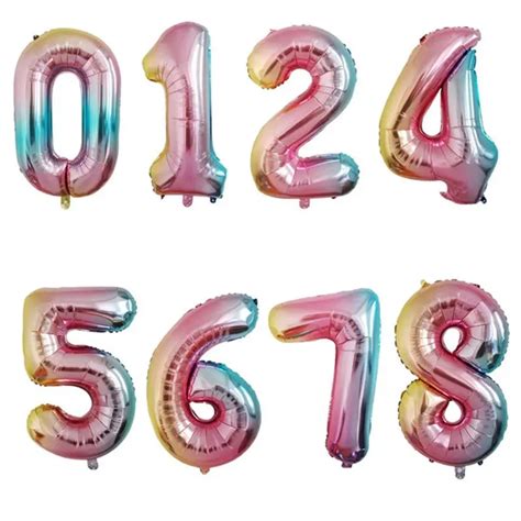 32 Inch Big Foil Birthday Balloons Air Helium Number Balloon Figures ...