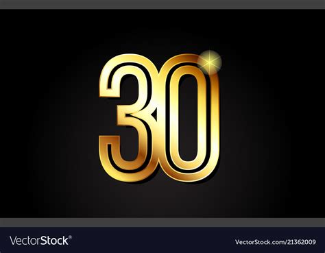 Gold number 30 logo icon design Royalty Free Vector Image