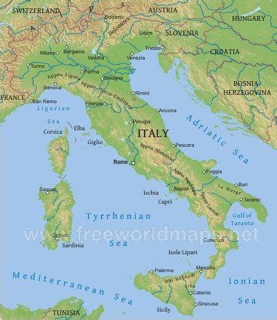 Physical Map Of Italy Mountains