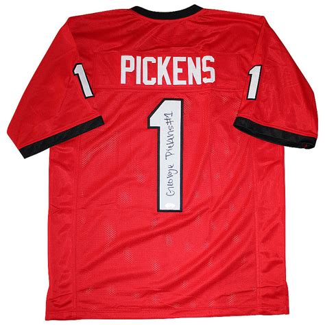 George Pickens Autographed Signed Georgia Bulldogs Custom Red #1 Jersey Long Signature ...