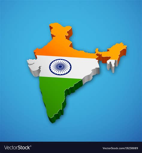 Tricolor indian flag map background for republic Vector Image