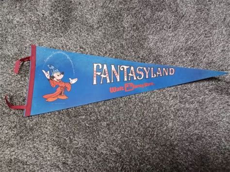 VINTAGE WALT DISNEY World FANTASYLAND Souvenir Pennant Banner Fantasia Mickey $44.95 - PicClick