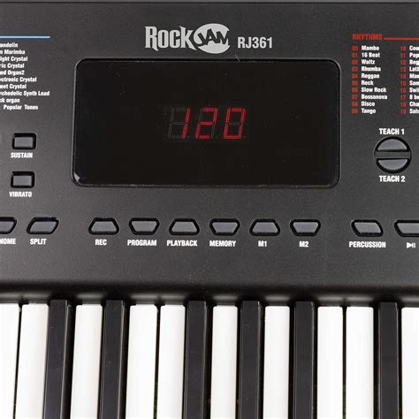 RockJam 61 Portable Electronic Keyboard with Key Note Stickers, Power Supply and Simply Piano ...