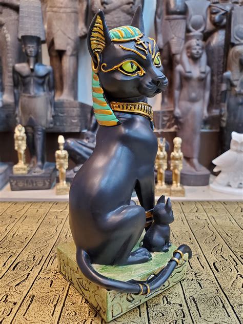 Bastet Statue - Goddess Bastet with Hieroglyphic Base - Son Of The Pharaoh