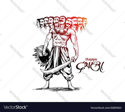 Dussehra celebration - angry ravana with ten Vector Image