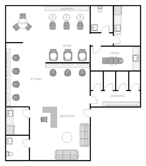 Salon Floor Plan | Salon interior design, Room layout planner, Floor plan design