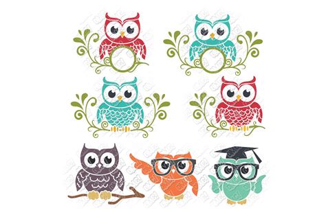 Owl SVG Monogram Bundle in SVG, DXF, PNG, EPS, JPG (124511) | Cut Files | Design Bundles