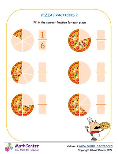 Pizza fractions 2 | Worksheets | Math Center