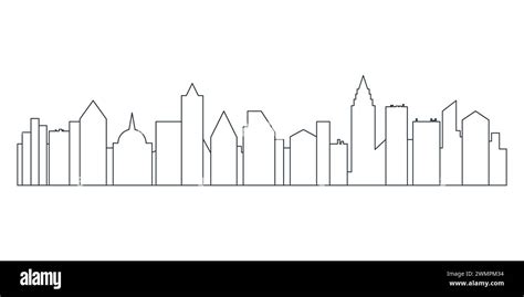 City skyline line black panorama with outline of modern office buildings vector illustration ...